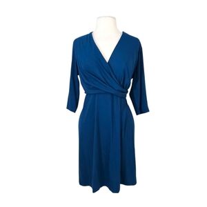 J. Jill Wearever Teal Faux Wrap Dress